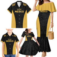 Custom Football 2025 Mexico Family Matching Mermaid Dress and Hawaiian Shirt Special Gold Edition