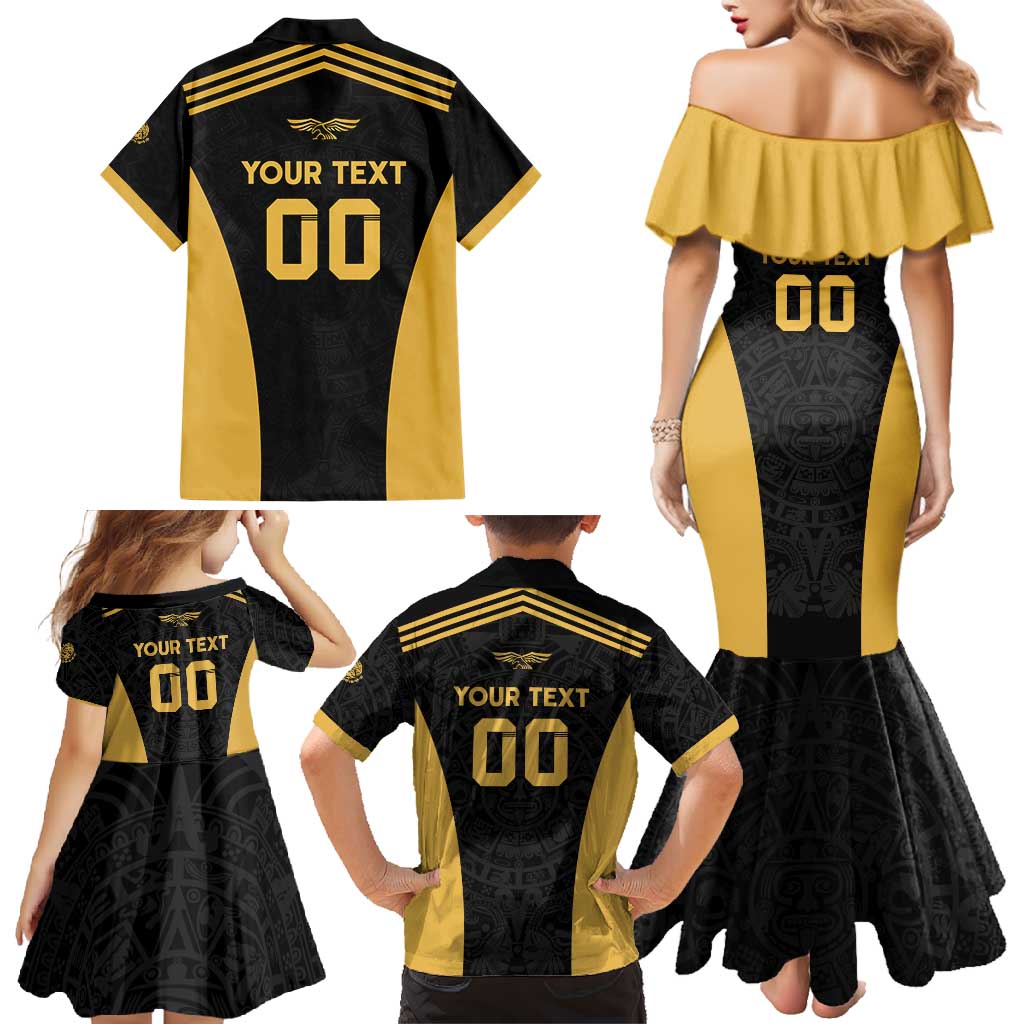 Custom Football 2025 Mexico Family Matching Mermaid Dress and Hawaiian Shirt Special Gold Edition