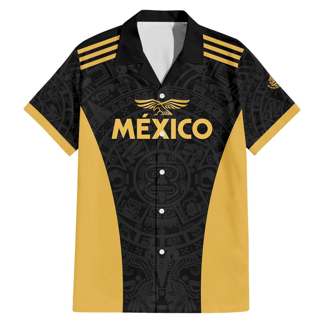 Custom Football 2025 Mexico Family Matching Mermaid Dress and Hawaiian Shirt Special Gold Edition