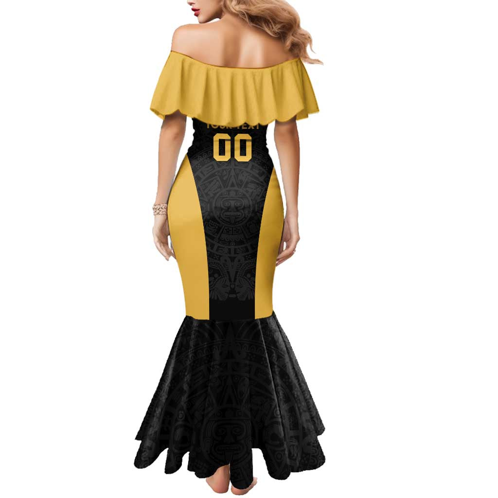 Custom Football 2025 Mexico Family Matching Mermaid Dress and Hawaiian Shirt Special Gold Edition