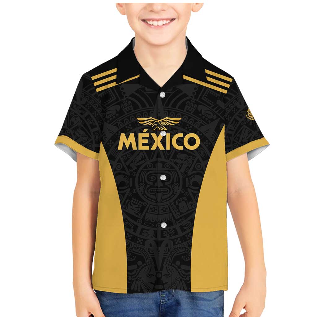 Custom Football 2025 Mexico Family Matching Mermaid Dress and Hawaiian Shirt Special Gold Edition