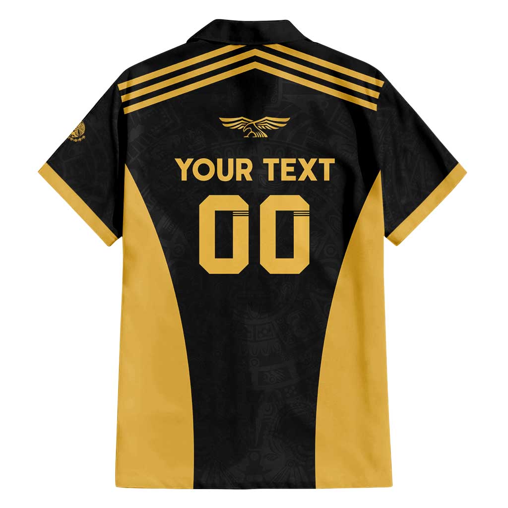 Custom Football 2025 Mexico Family Matching Off Shoulder Short Dress and Hawaiian Shirt Special Gold Edition