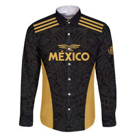 Custom Football 2025 Mexico Family Matching Off Shoulder Short Dress and Hawaiian Shirt Special Gold Edition