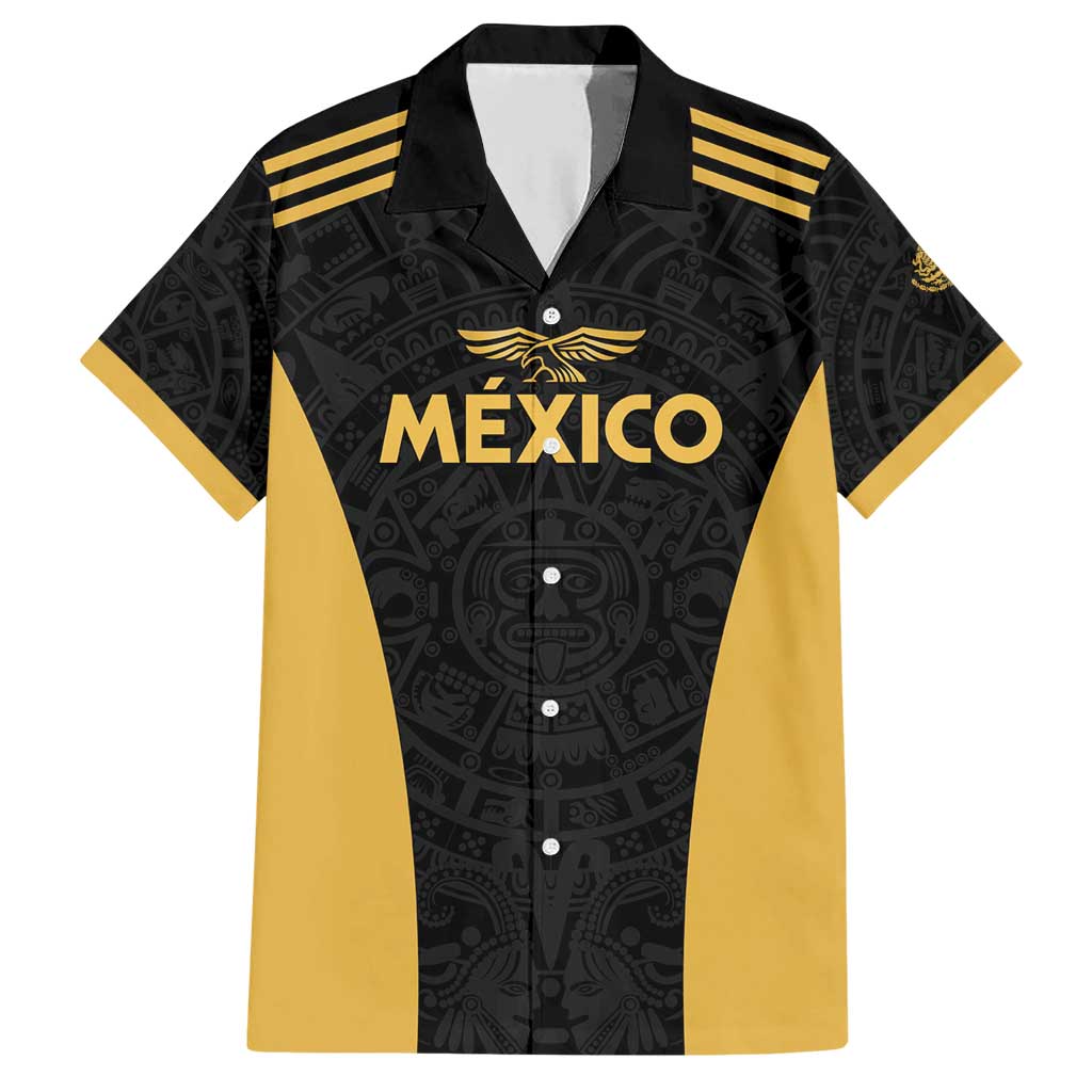 Custom Football 2025 Mexico Family Matching Short Sleeve Bodycon Dress and Hawaiian Shirt Special Gold Edition