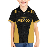 Custom Football 2025 Mexico Family Matching Short Sleeve Bodycon Dress and Hawaiian Shirt Special Gold Edition