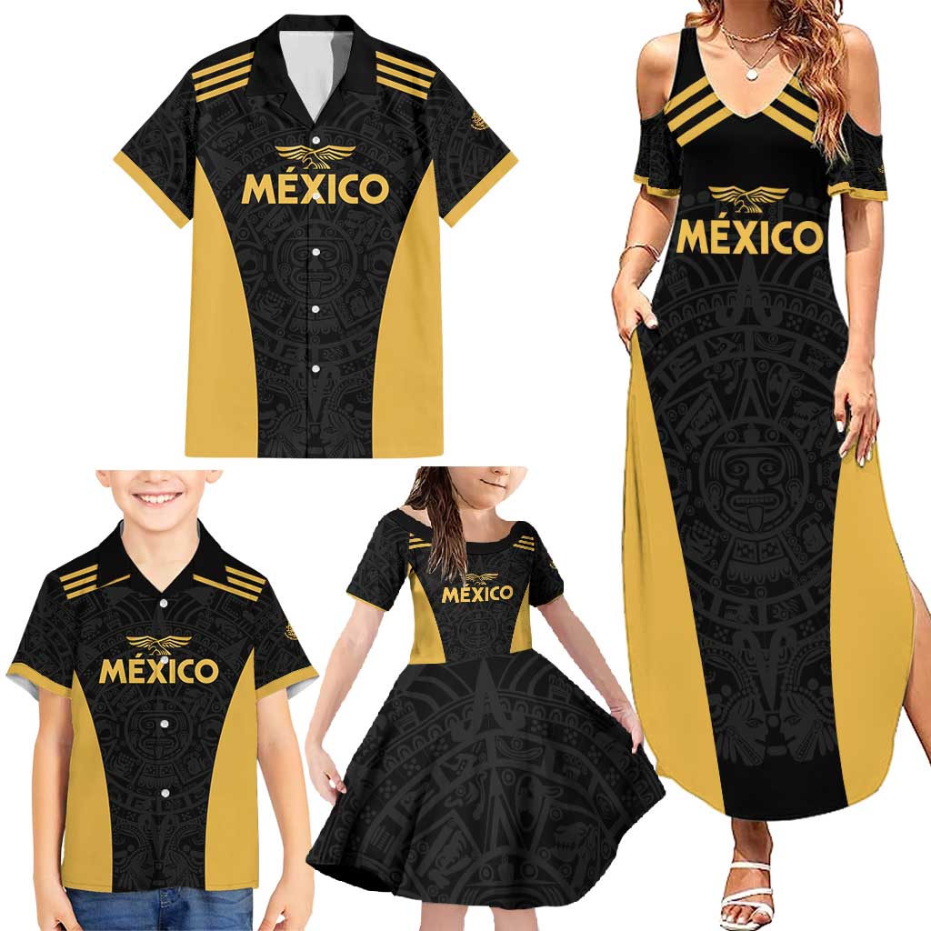 Custom Football 2025 Mexico Family Matching Summer Maxi Dress and Hawaiian Shirt Special Gold Edition