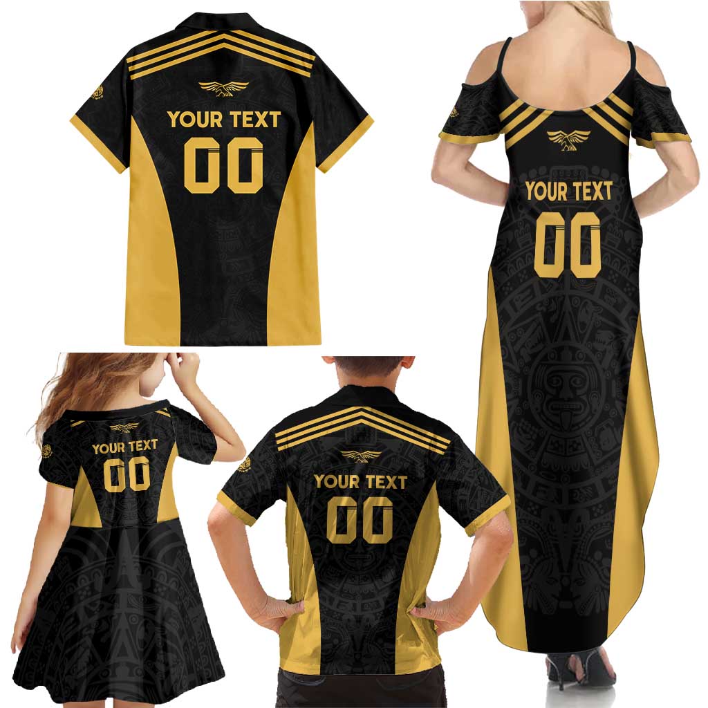 Custom Football 2025 Mexico Family Matching Summer Maxi Dress and Hawaiian Shirt Special Gold Edition