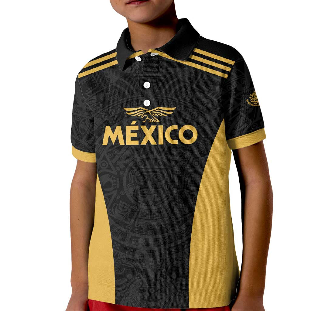 Custom Football 2025 Mexico Kid Polo Shirt Special Gold Edition