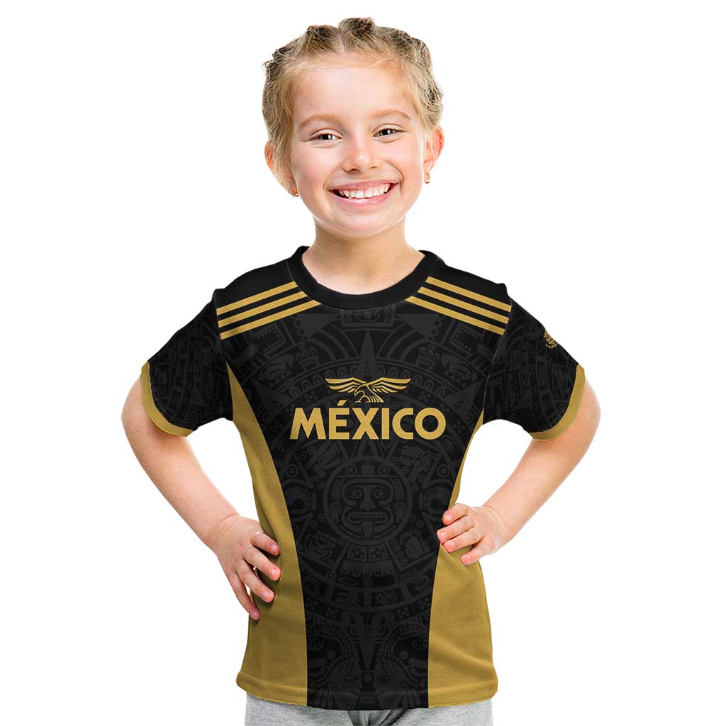 Custom Football 2025 Mexico Kid T Shirt Special Gold Edition