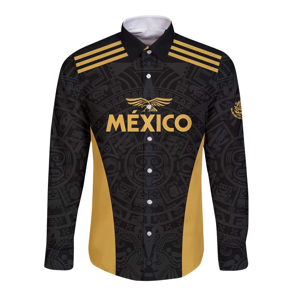 Custom Football 2025 Mexico Long Sleeve Button Shirt Special Gold Edition