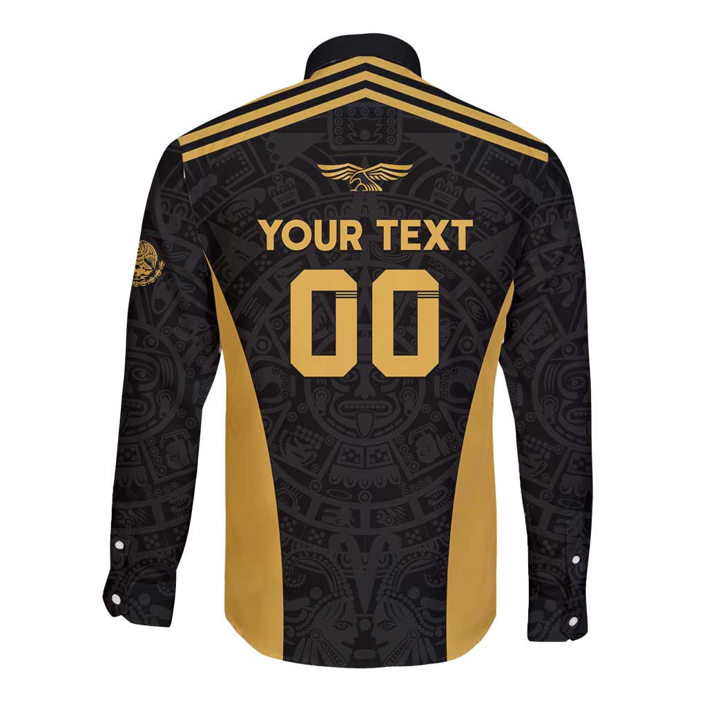 Custom Football 2025 Mexico Long Sleeve Button Shirt Special Gold Edition
