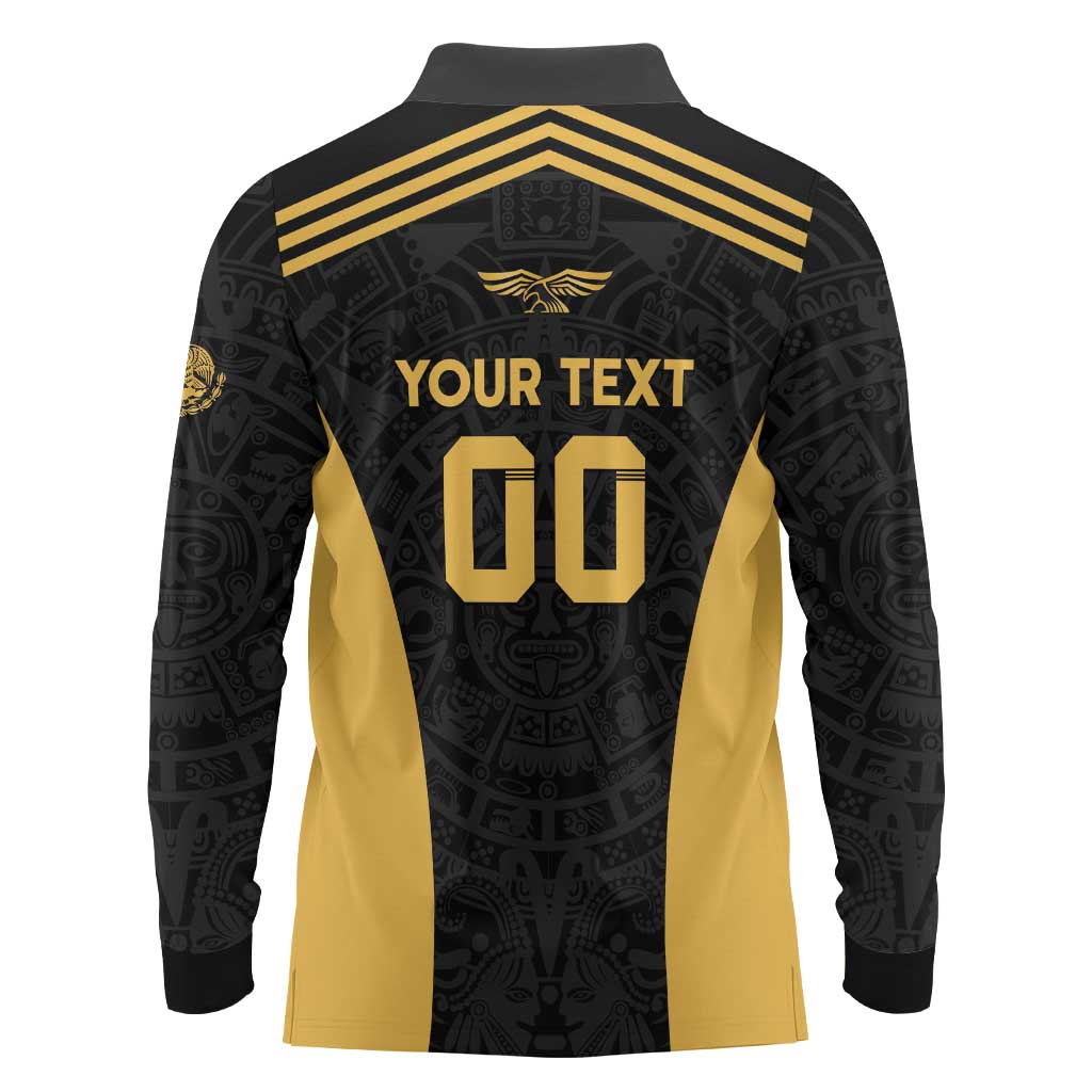 Custom Football 2025 Mexico Long Sleeve Polo Shirt Special Gold Edition