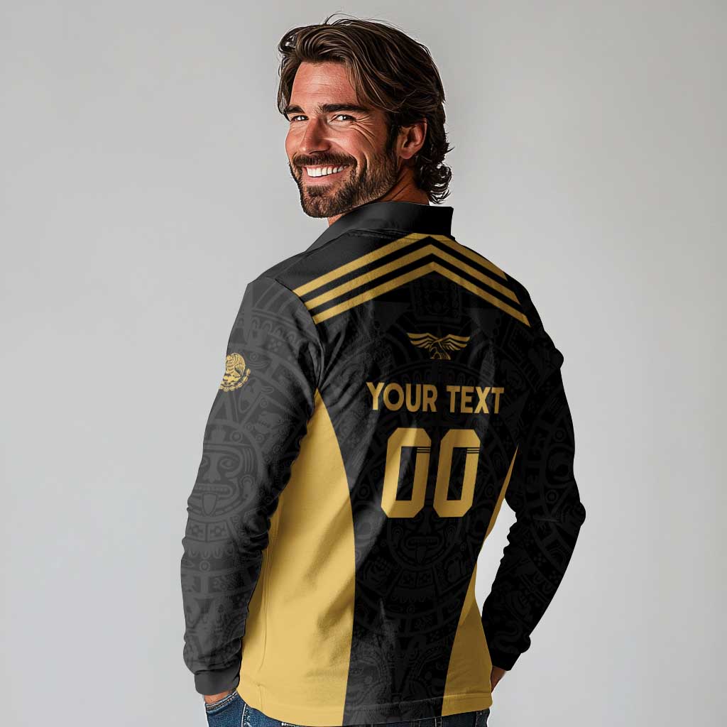 Custom Football 2025 Mexico Long Sleeve Polo Shirt Special Gold Edition