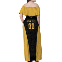 Custom Football 2025 Mexico Off Shoulder Maxi Dress Special Gold Edition