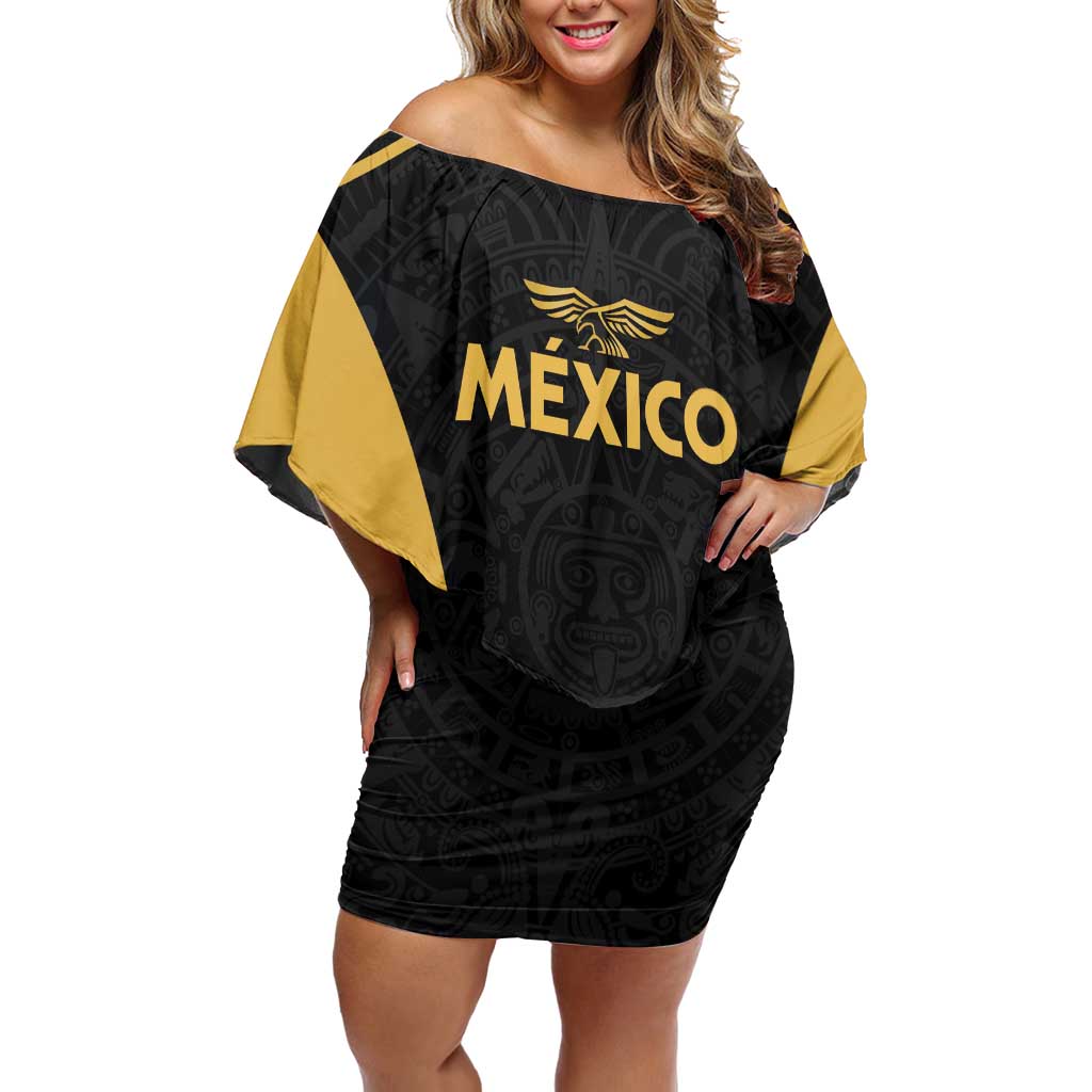 Custom Football 2025 Mexico Off Shoulder Short Dress Special Gold Edition