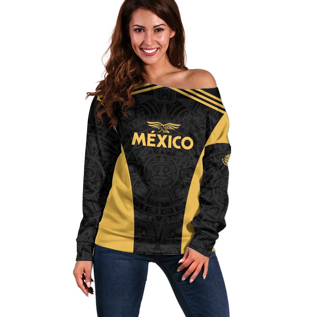 Custom Football 2025 Mexico Off Shoulder Sweater Special Gold Edition