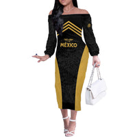Custom Football 2025 Mexico Off The Shoulder Long Sleeve Dress Special Gold Edition