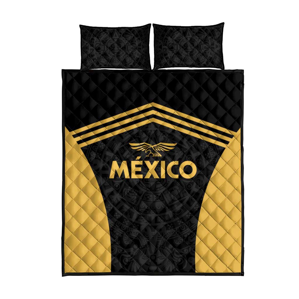 Football 2025 Mexico Quilt Bed Set Special Gold Edition