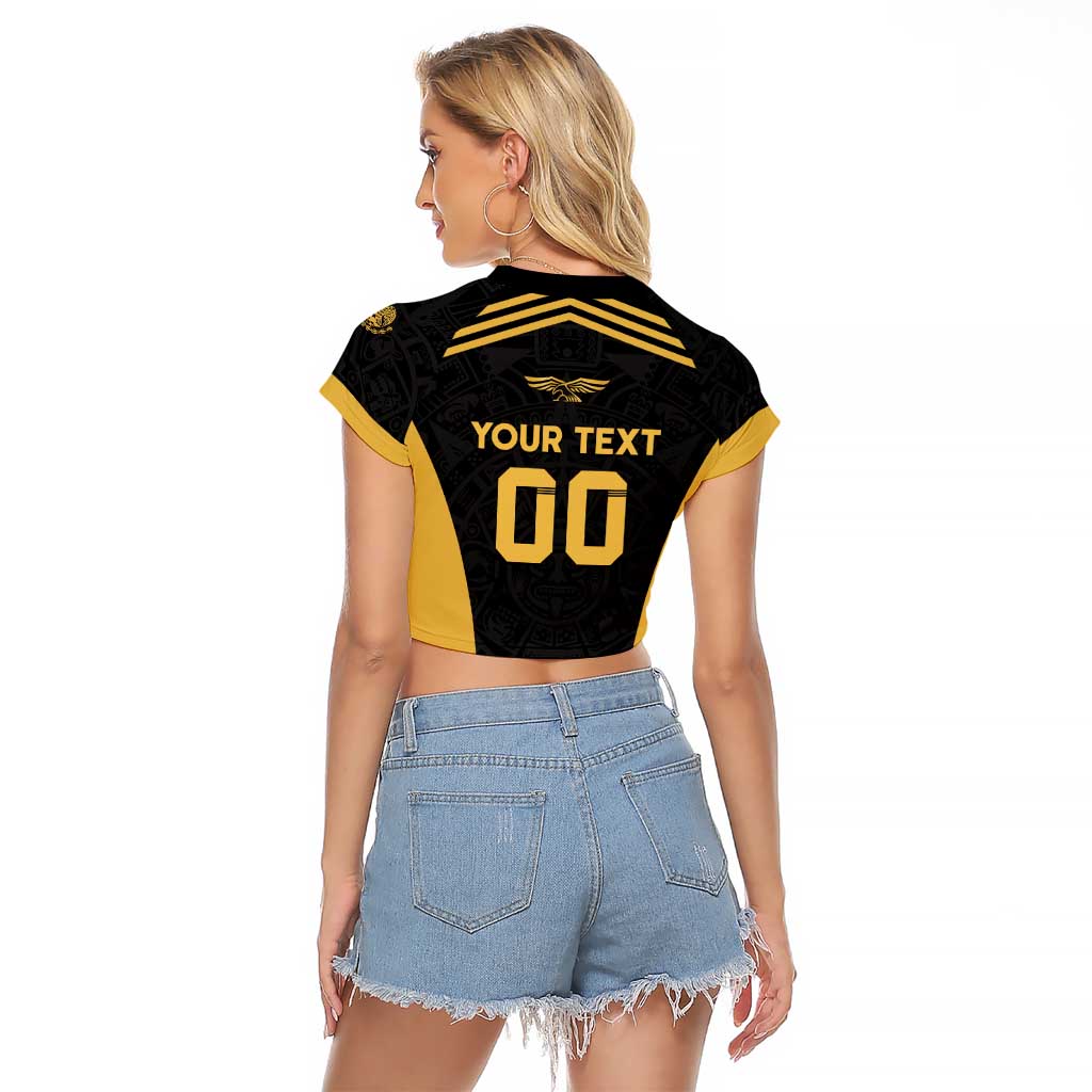 Custom Football 2025 Mexico Raglan Cropped T Shirt Special Gold Edition