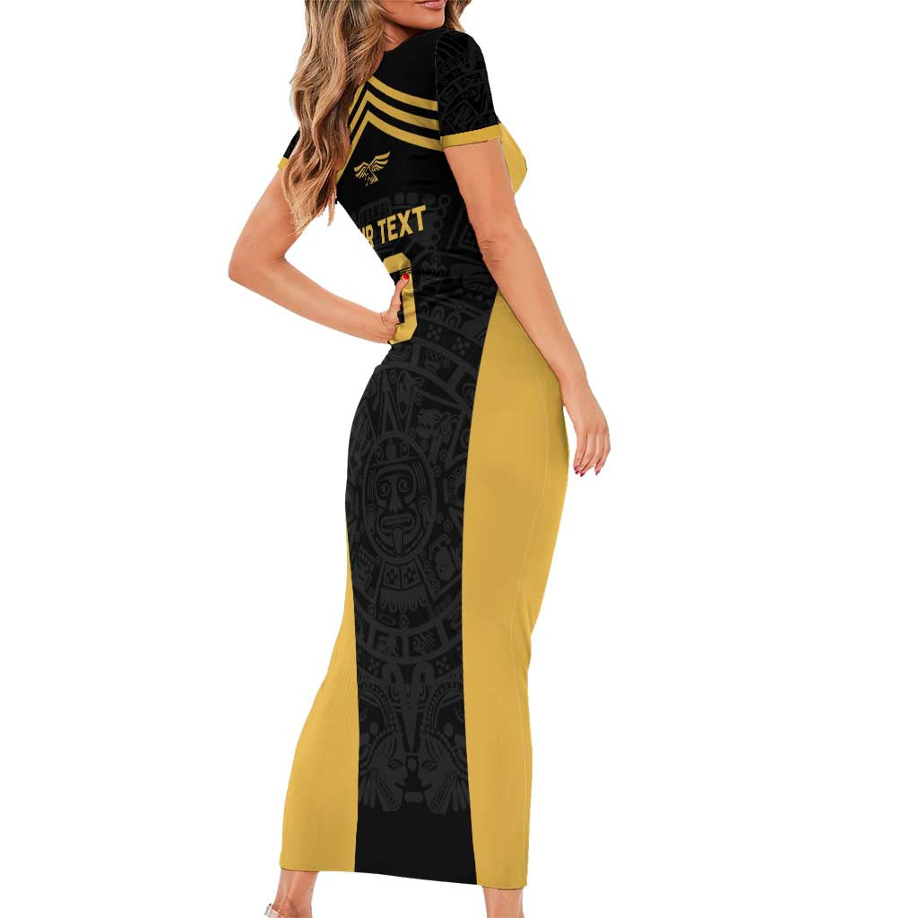 Custom Football 2025 Mexico Short Sleeve Bodycon Dress Special Gold Edition