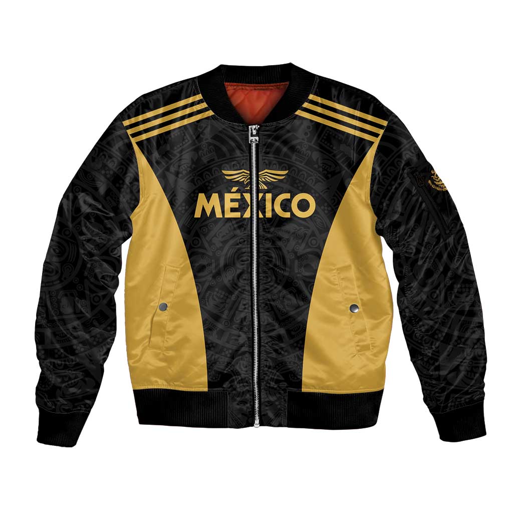 Custom Football 2025 Mexico Sleeve Zip Bomber Jacket Special Gold Edition