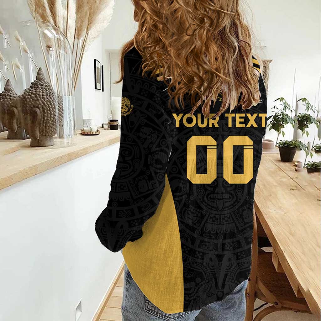 Custom Football 2025 Mexico Women Casual Shirt Special Gold Edition