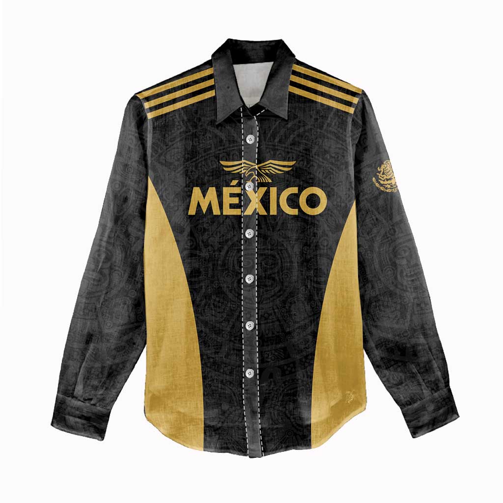 Custom Football 2025 Mexico Women Casual Shirt Special Gold Edition