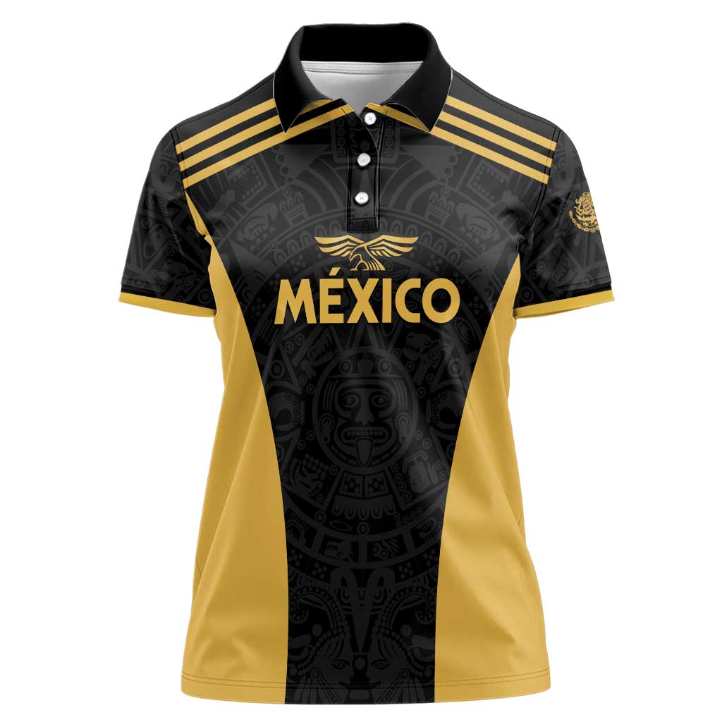 Custom Football 2025 Mexico Women Polo Shirt Special Gold Edition