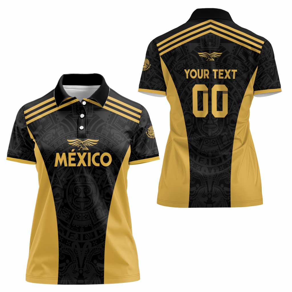 Custom Football 2025 Mexico Women Polo Shirt Special Gold Edition
