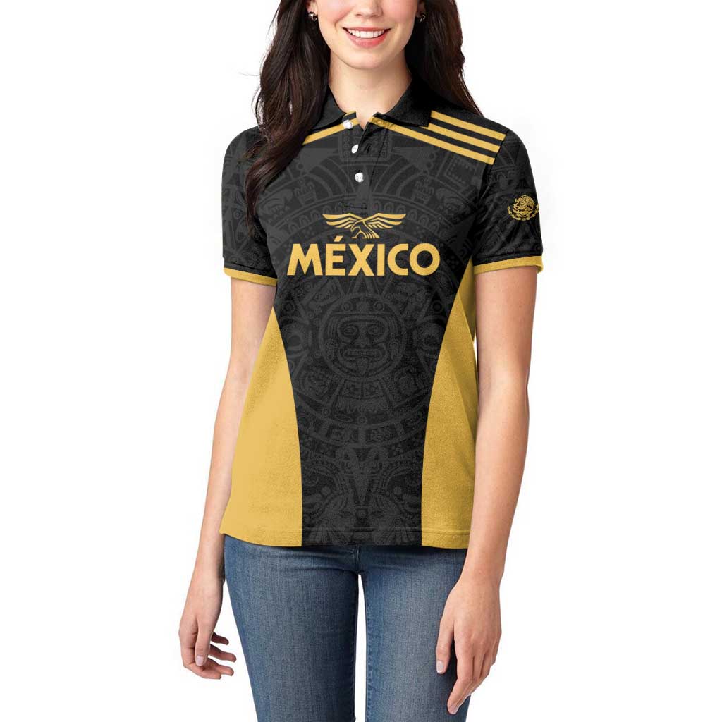 Custom Football 2025 Mexico Women Polo Shirt Special Gold Edition