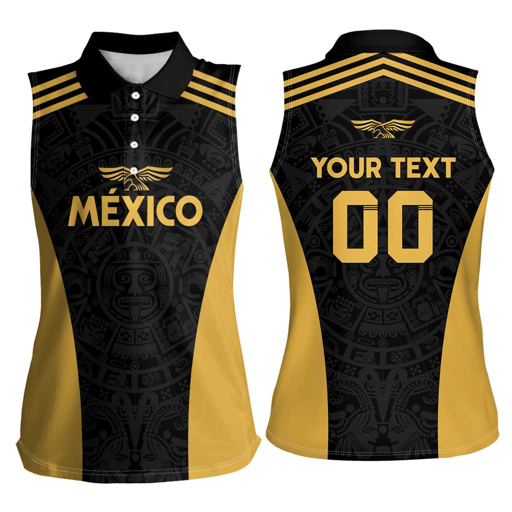 Custom Football 2025 Mexico Women Sleeveless Polo Shirt Special Gold Edition