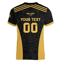 Custom Football 2025 Mexico Women V-Neck T-Shirt Special Gold Edition