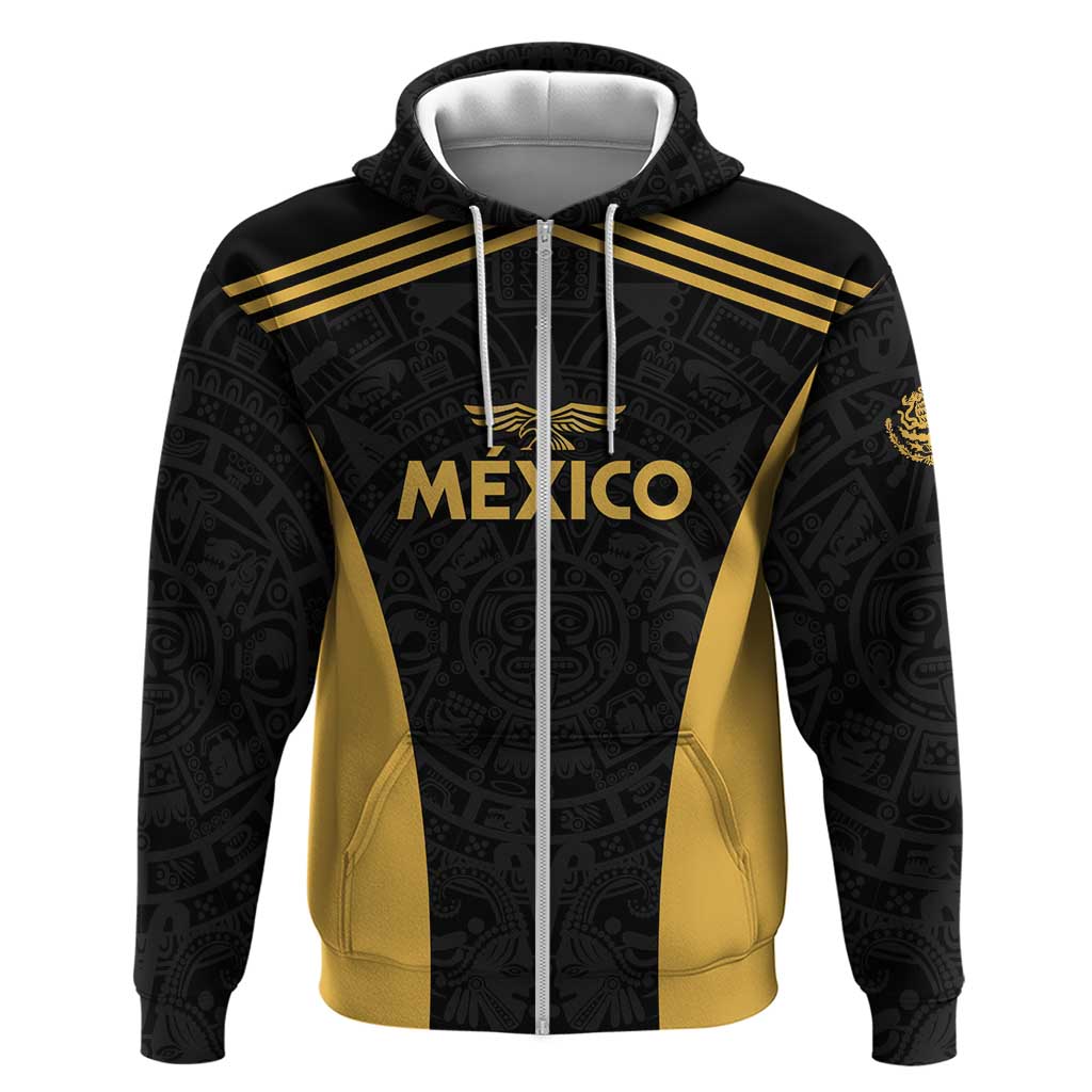 Custom Football 2025 Mexico Zip Hoodie Special Gold Edition