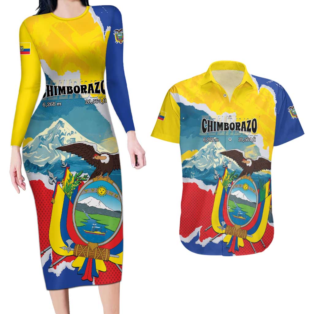 Personalized Ecuador Chimborazo Mountain Couples Matching Long Sleeve Bodycon Dress and Hawaiian Shirt La Sultana de Los Andes