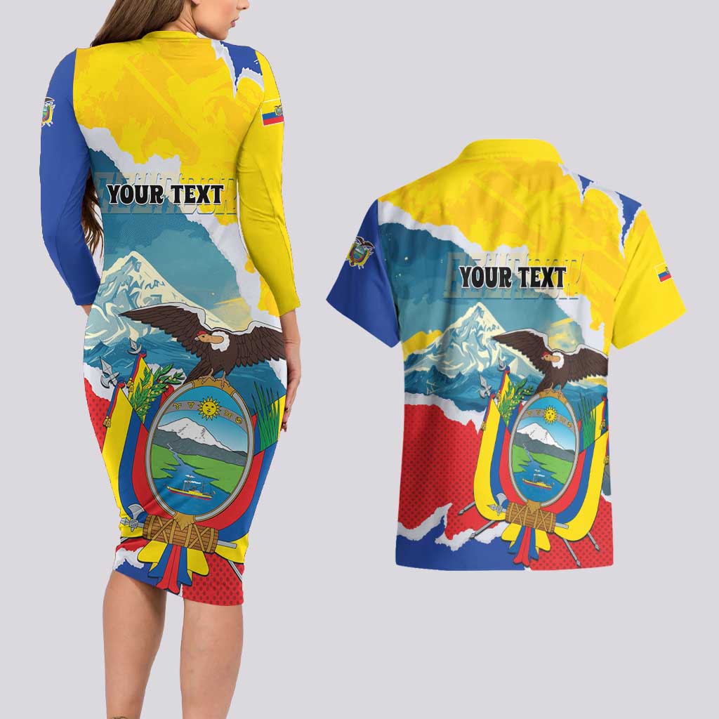 Personalized Ecuador Chimborazo Mountain Couples Matching Long Sleeve Bodycon Dress and Hawaiian Shirt La Sultana de Los Andes