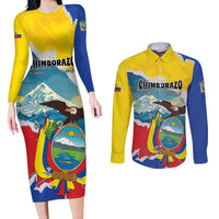 Personalized Ecuador Chimborazo Mountain Couples Matching Long Sleeve Bodycon Dress and Long Sleeve Button Shirt La Sultana de Los Andes