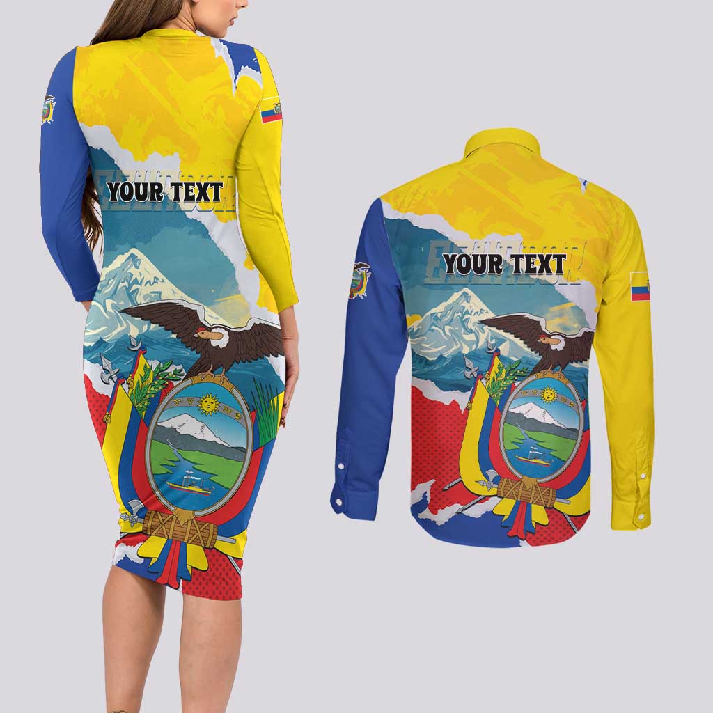 Personalized Ecuador Chimborazo Mountain Couples Matching Long Sleeve Bodycon Dress and Long Sleeve Button Shirt La Sultana de Los Andes