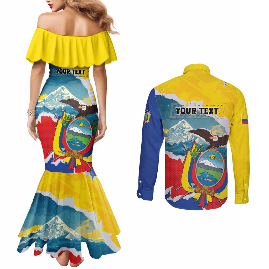 Personalized Ecuador Chimborazo Mountain Couples Matching Mermaid Dress and Long Sleeve Button Shirt La Sultana de Los Andes
