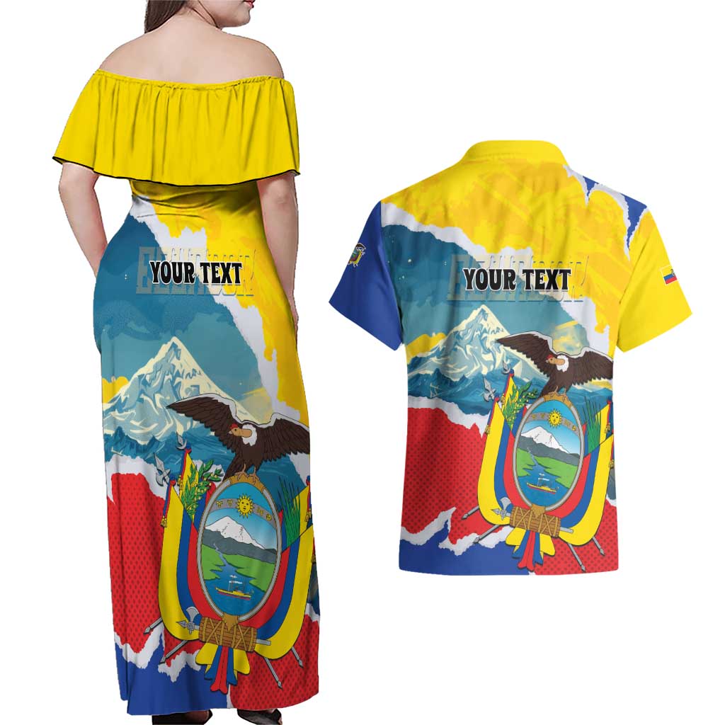 Personalized Ecuador Chimborazo Mountain Couples Matching Off Shoulder Maxi Dress and Hawaiian Shirt La Sultana de Los Andes