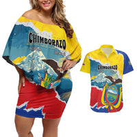 Personalized Ecuador Chimborazo Mountain Couples Matching Off Shoulder Short Dress and Hawaiian Shirt La Sultana de Los Andes