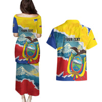 Personalized Ecuador Chimborazo Mountain Couples Matching Puletasi and Hawaiian Shirt La Sultana de Los Andes