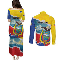 Personalized Ecuador Chimborazo Mountain Couples Matching Puletasi and Long Sleeve Button Shirt La Sultana de Los Andes