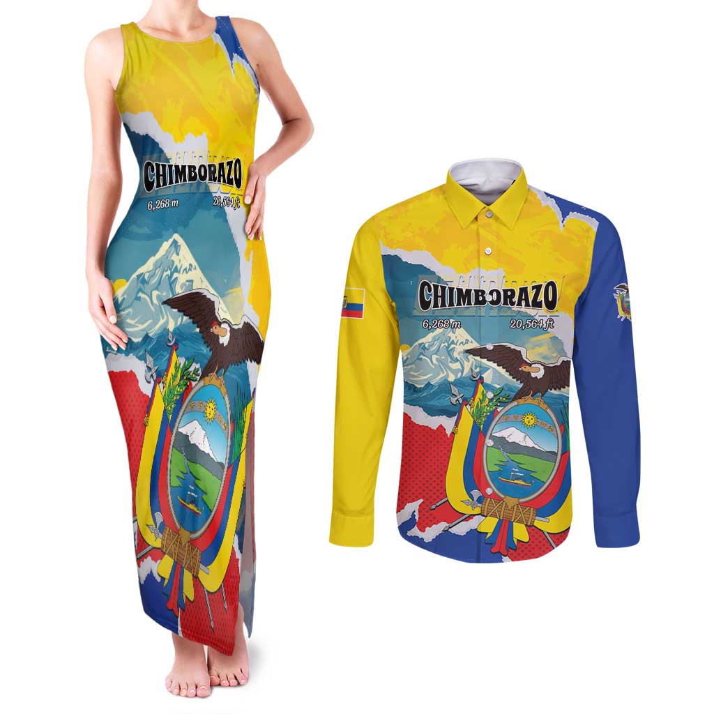 Personalized Ecuador Chimborazo Mountain Couples Matching Tank Maxi Dress and Long Sleeve Button Shirt La Sultana de Los Andes