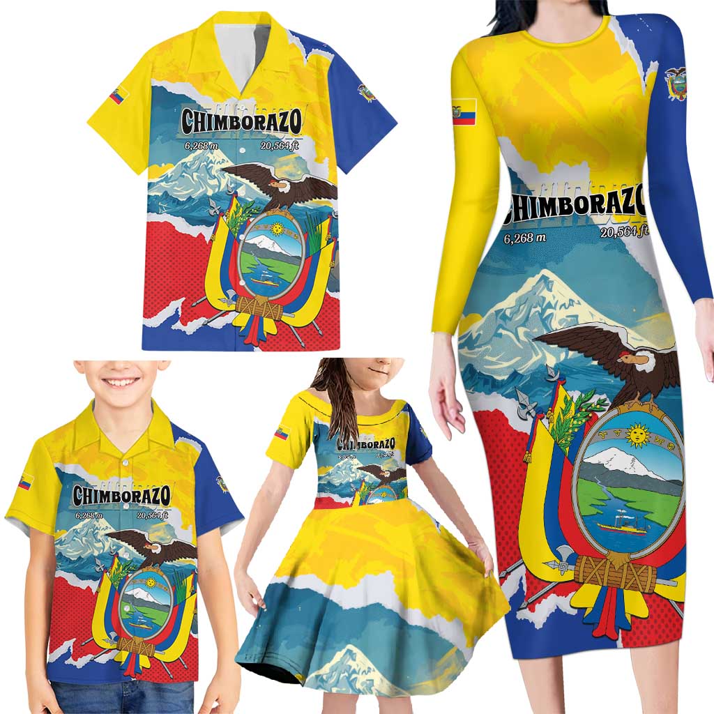 Personalized Ecuador Chimborazo Mountain Family Matching Long Sleeve Bodycon Dress and Hawaiian Shirt La Sultana de Los Andes