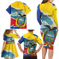 Personalized Ecuador Chimborazo Mountain Family Matching Long Sleeve Bodycon Dress and Hawaiian Shirt La Sultana de Los Andes