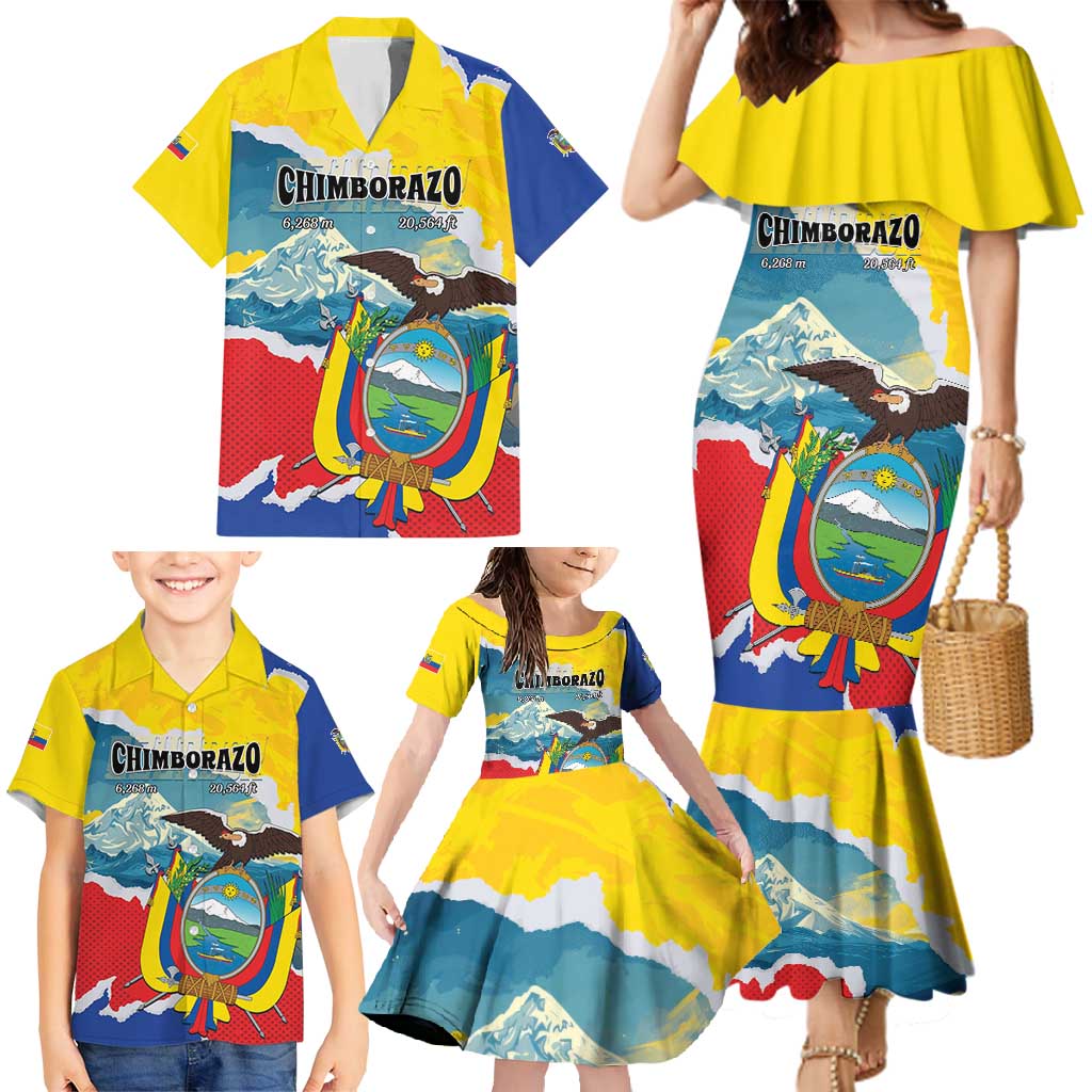 Personalized Ecuador Chimborazo Mountain Family Matching Mermaid Dress and Hawaiian Shirt La Sultana de Los Andes