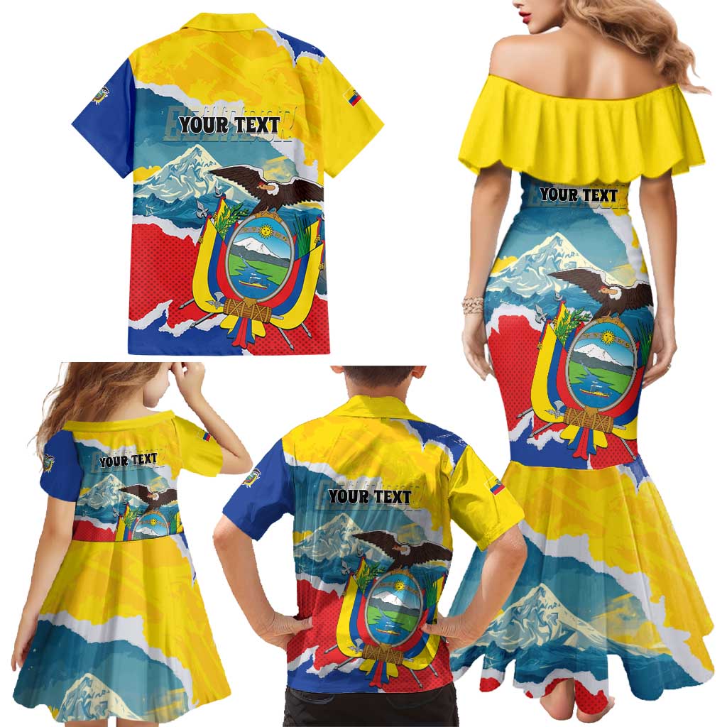 Personalized Ecuador Chimborazo Mountain Family Matching Mermaid Dress and Hawaiian Shirt La Sultana de Los Andes