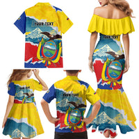 Personalized Ecuador Chimborazo Mountain Family Matching Mermaid Dress and Hawaiian Shirt La Sultana de Los Andes