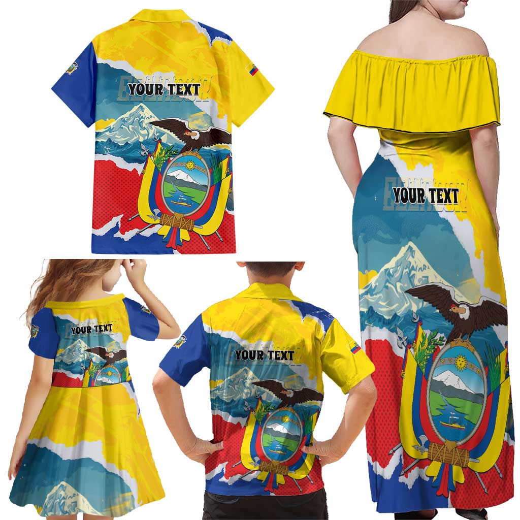 Personalized Ecuador Chimborazo Mountain Family Matching Off Shoulder Maxi Dress and Hawaiian Shirt La Sultana de Los Andes