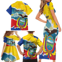 Personalized Ecuador Chimborazo Mountain Family Matching Short Sleeve Bodycon Dress and Hawaiian Shirt La Sultana de Los Andes